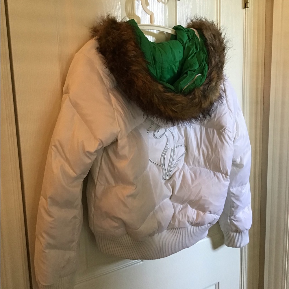 Baby Phat Green & White Reversible Down Jacket NWT